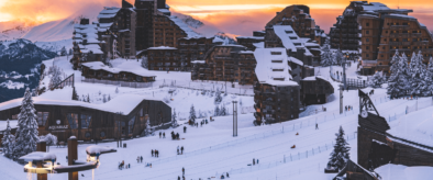 station piétonne - skis aux pieds